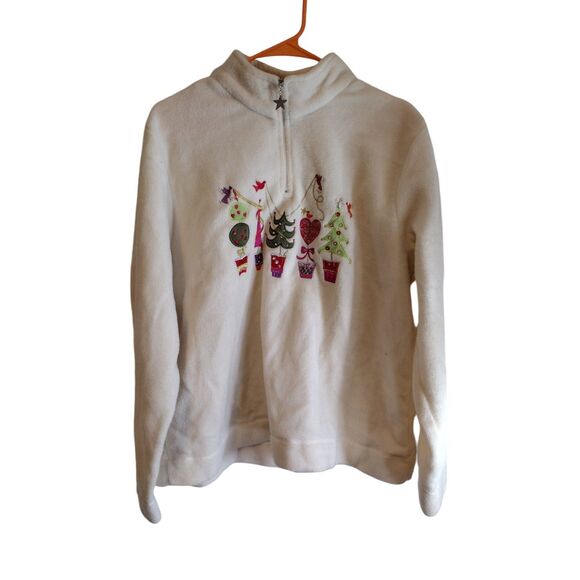 White Stag Sweaters - White Stag White Holiday Christmas quarter zip mock neck fleece sweater